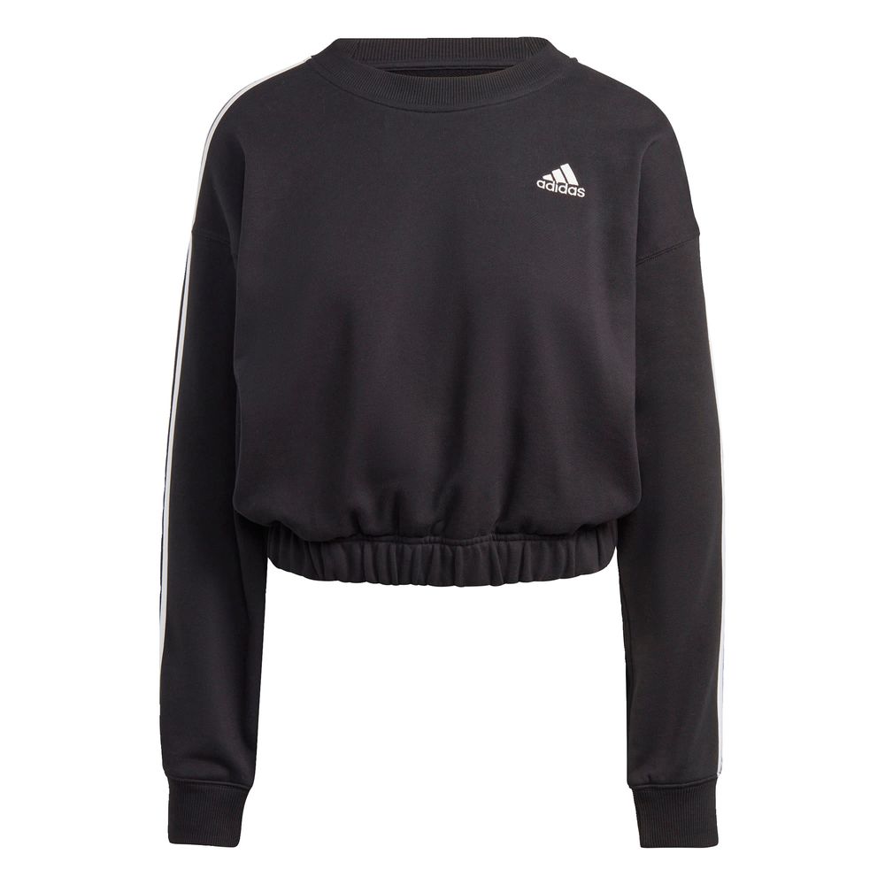 Sudadera Corta Adidas Essentials 3 Franjas Negra para Mujer