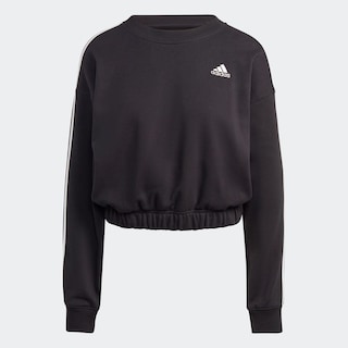 Foto 2 | Sudadera Corta Adidas Essentials 3 Franjas Negra para Mujer