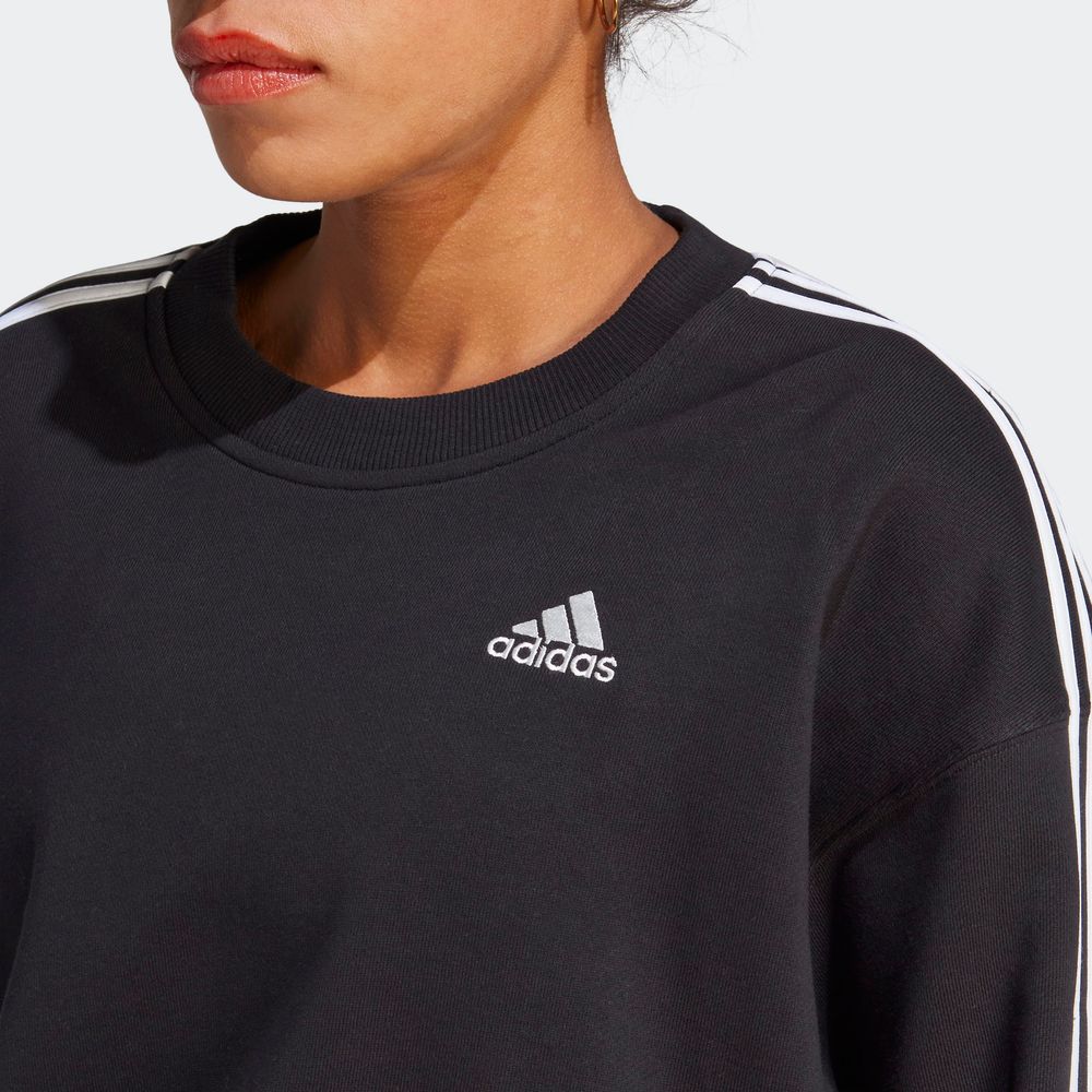 Foto 7 pulgar | Sudadera Corta Adidas Essentials 3 Franjas Negra para Mujer