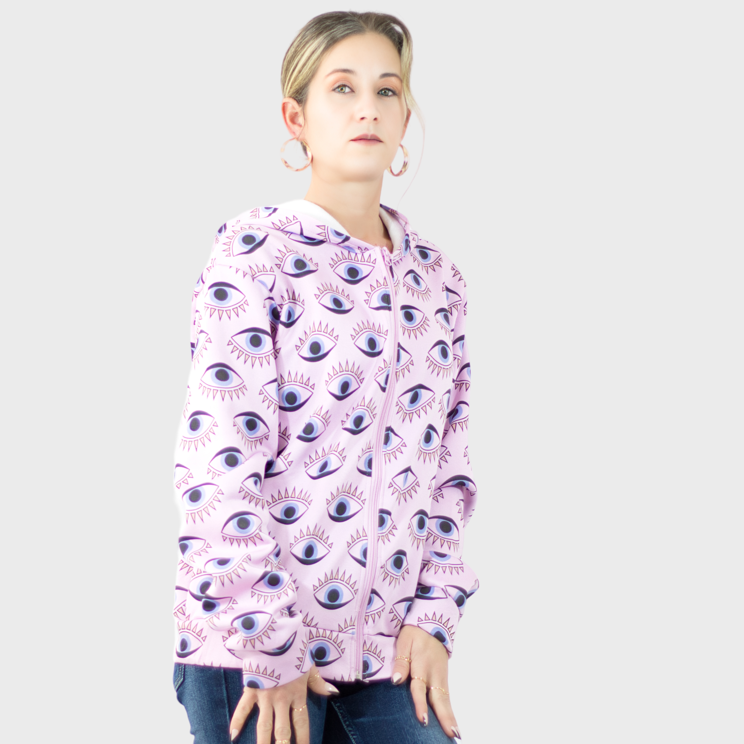 Foto 2 | Sudadera con Capucha Multicolor para Mujer