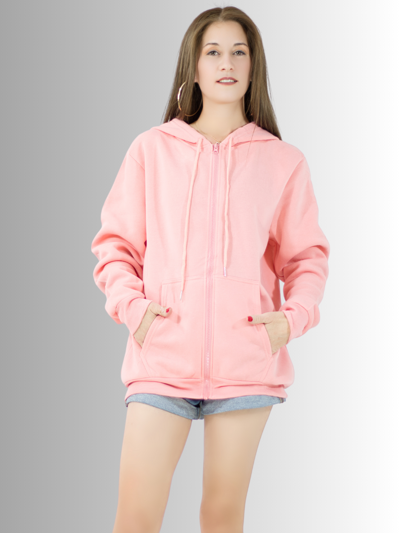 Foto 3 pulgar | Sudadera con Cierre Y Capucha Sud-1015-3 color Rosa  con Interior de Abrigo Térmico De Mujer