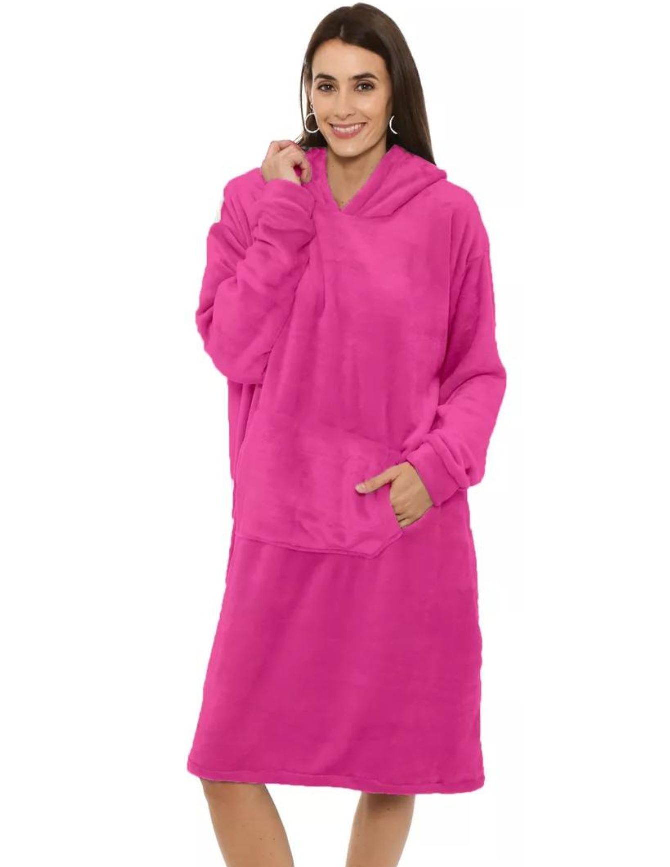 Sudadera Cobija Con Capucha Suave Larga Rosa