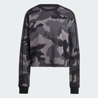 Foto 3 | Sudadera Corta Essentials 3 Franjas Estampado De Camuflaje Adidas Negro Mujer