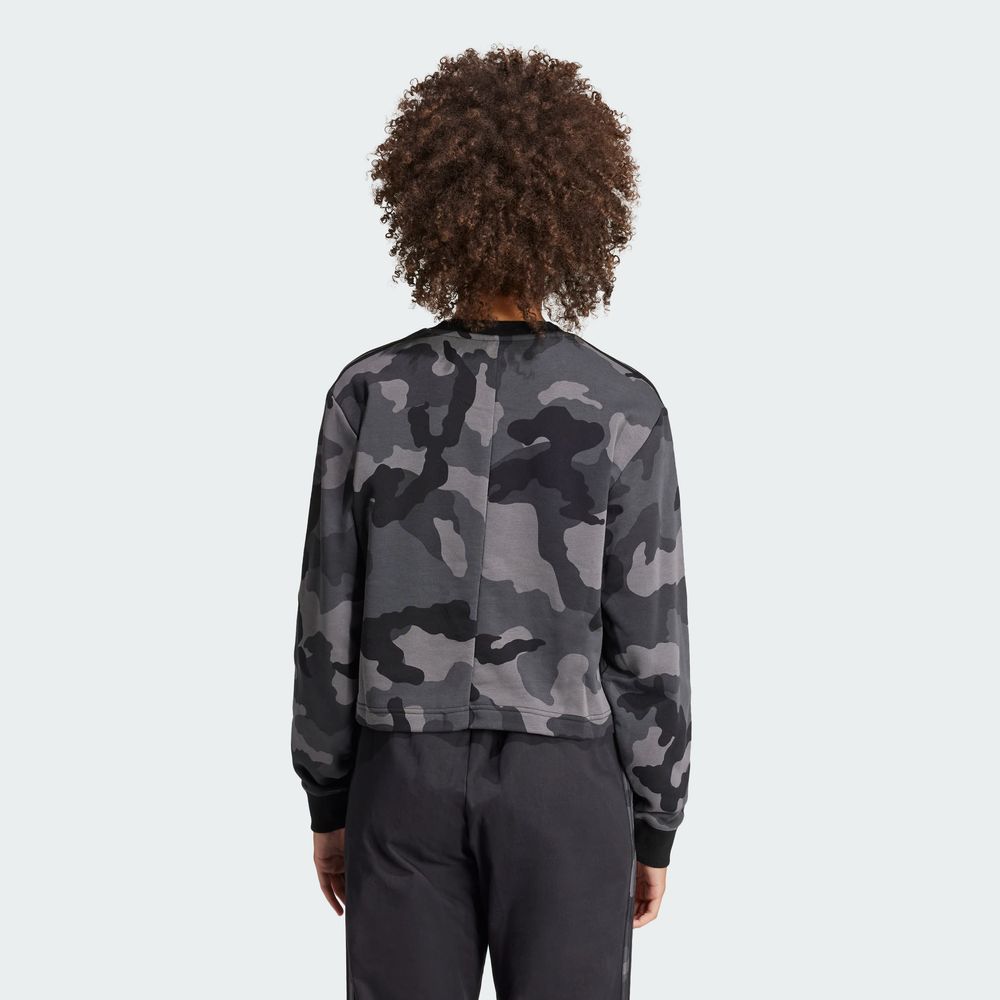 Foto 6 pulgar | Sudadera Corta Essentials 3 Franjas Estampado De Camuflaje Adidas Negro Mujer