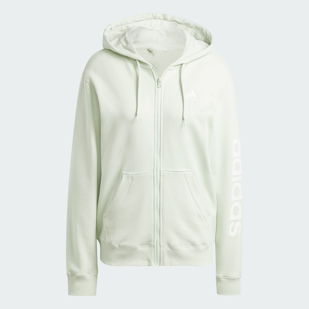 Foto 3 | Buzo Con Capucha Essentials Linear Felpa Francesa Adidas Verde Mujer