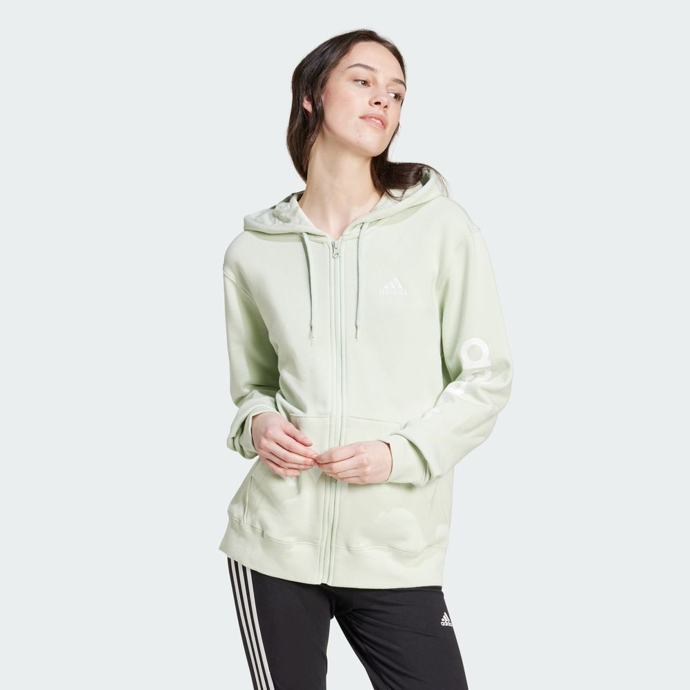 Foto 5 | Buzo Con Capucha Essentials Linear Felpa Francesa Adidas Verde Mujer