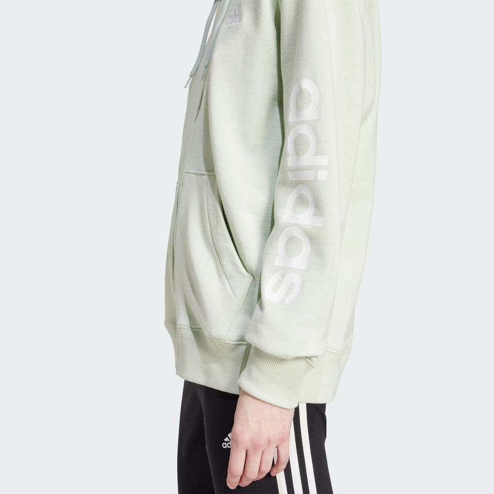 Foto 6 | Buzo Con Capucha Essentials Linear Felpa Francesa Adidas Verde Mujer