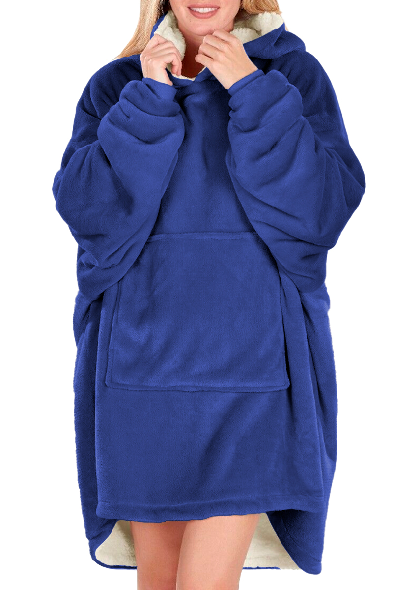 Foto 2 pulgar | Sudadera Tipo Cobija Shendy Vendy con Capucha Afelpada Azul Unisex