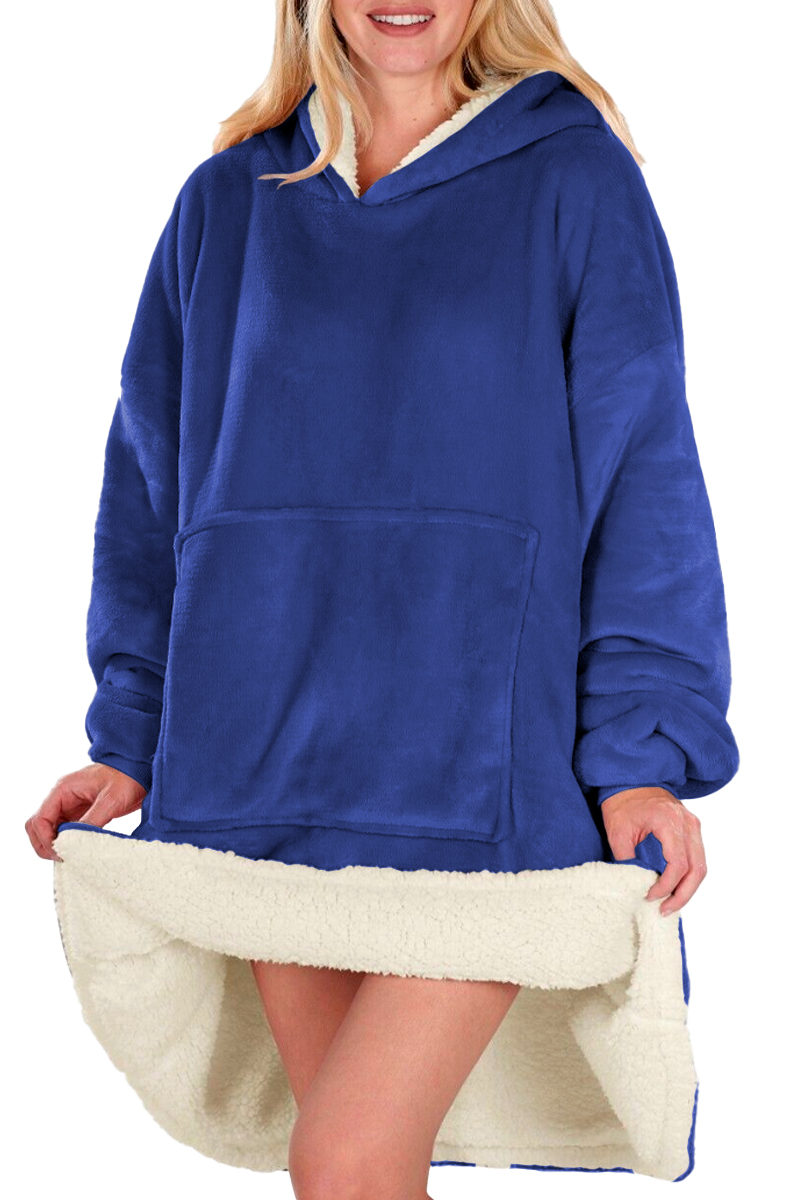 Foto 4 pulgar | Sudadera Tipo Cobija Shendy Vendy con Capucha Afelpada Azul Unisex