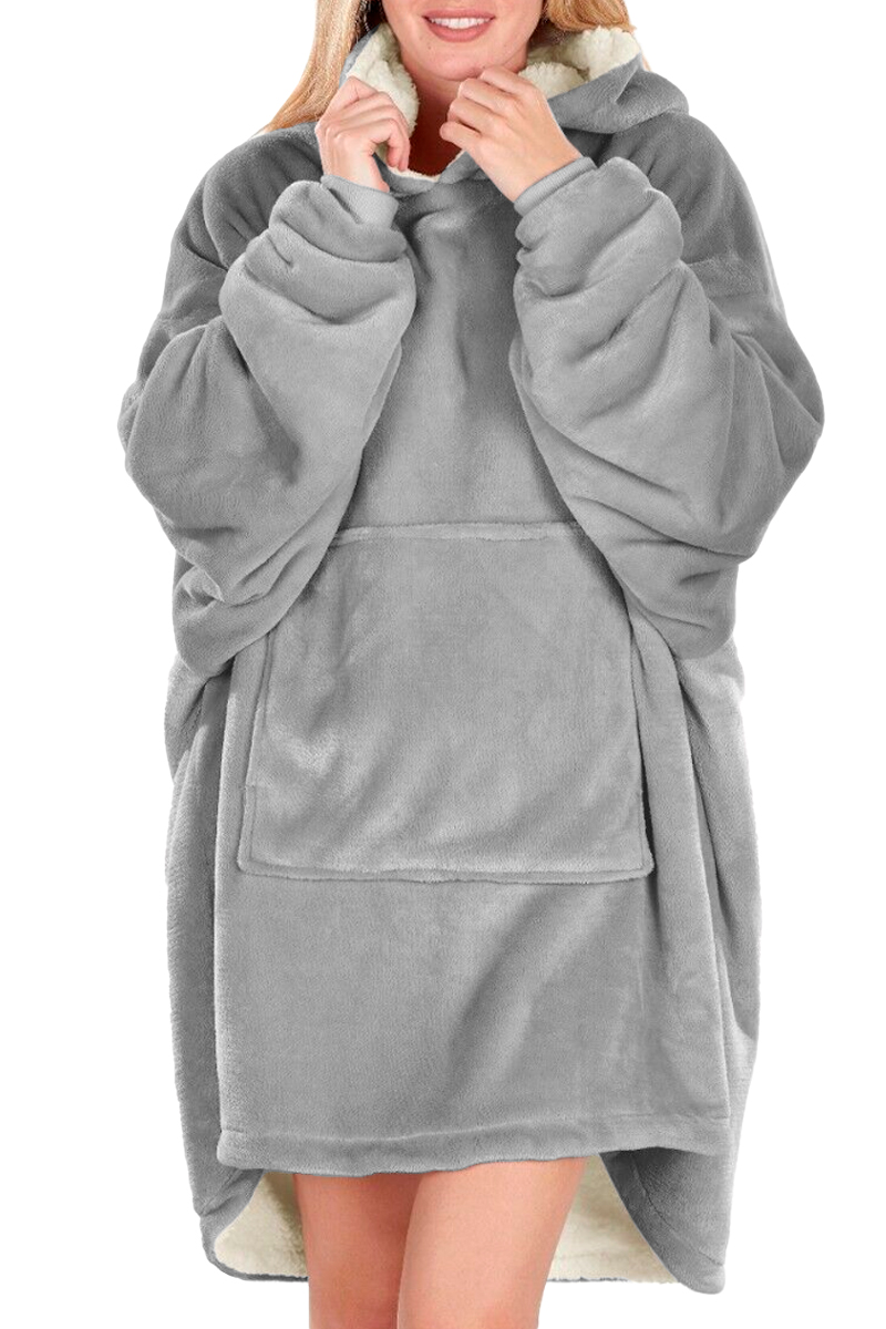 Foto 2 pulgar | Sudadera Tipo Cobija Shendy Vendy con Capucha Afelpada Gris Jaspe
