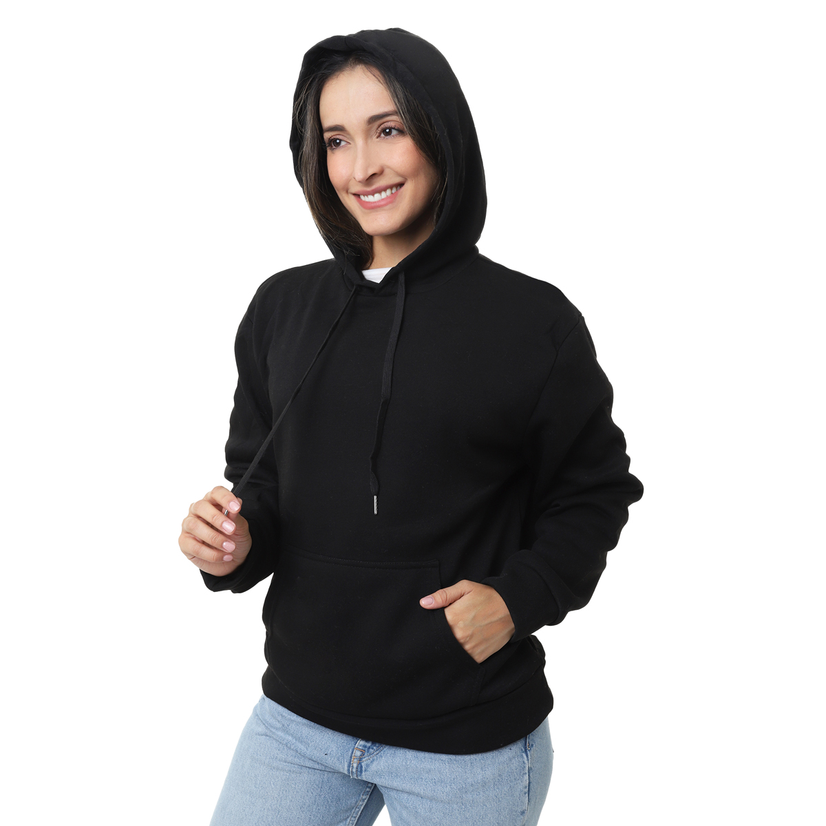 Foto 2 pulgar | Sudadera Mujer Hoodie Negra Capucha Afelpada, Moda Casual Y Cómoda – Ideal Para Clima Frío