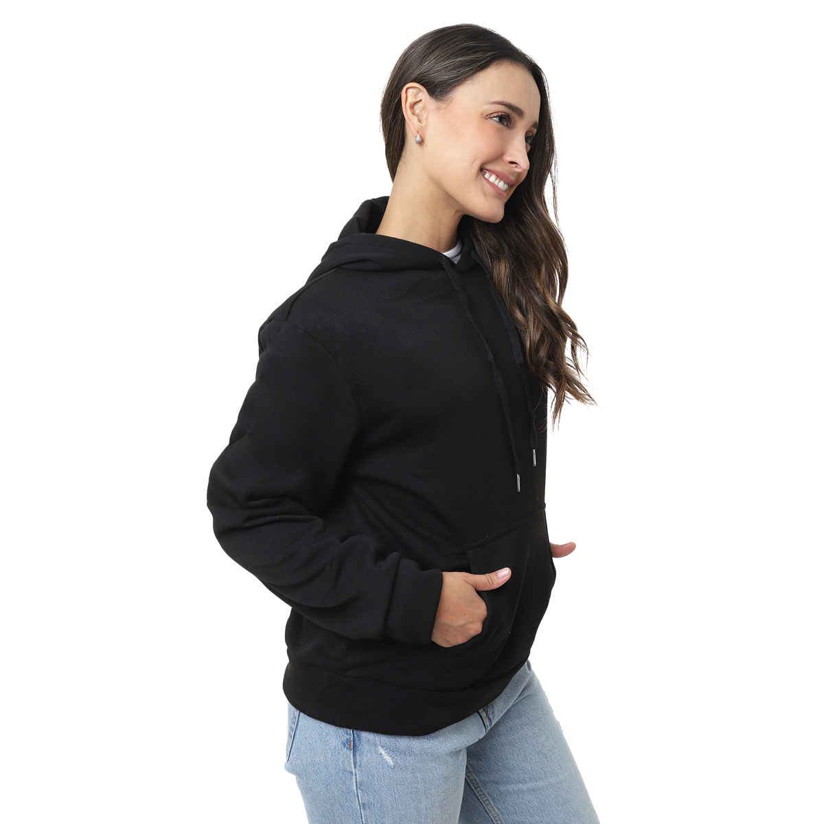 Foto 4 pulgar | Sudadera Mujer Hoodie Negra Capucha Afelpada, Moda Casual Y Cómoda – Ideal Para Clima Frío