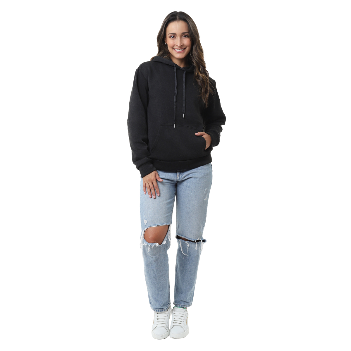 Foto 6 pulgar | Sudadera Mujer Hoodie Negra Capucha Afelpada, Moda Casual Y Cómoda – Ideal Para Clima Frío