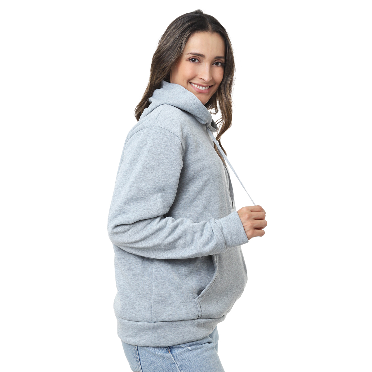 Foto 2 | Sudadera Mujer Hoodie Gris Oxford Capucha Afelpada, Moda Casual Y Cómoda – Ideal Para Clima Frío