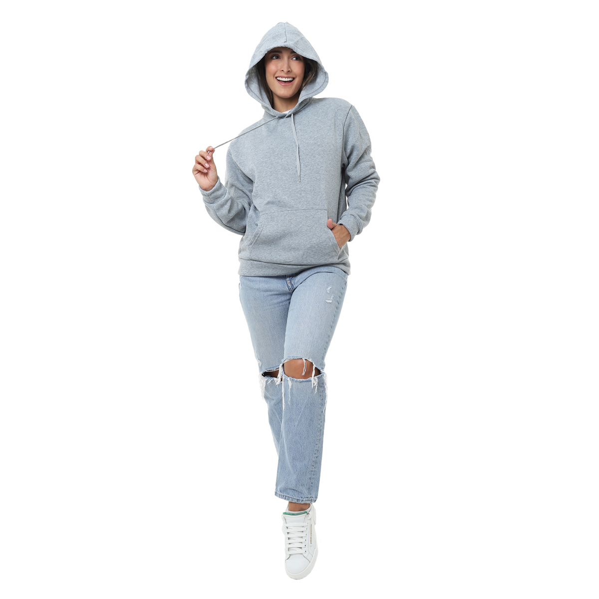 Foto 6 pulgar | Sudadera Mujer Hoodie Gris Oxford Capucha Afelpada, Moda Casual Y Cómoda – Ideal Para Clima Frío