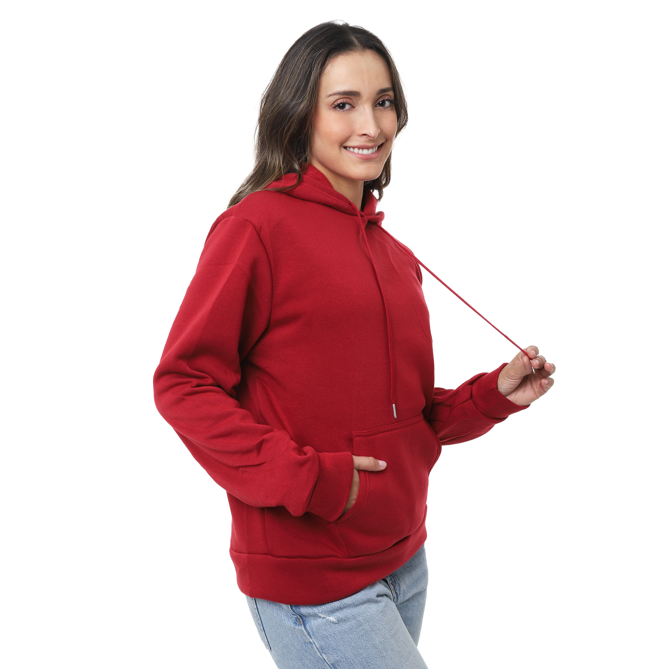 Foto 2 | Sudadera Mujer Hoodie Roja Capucha Afelpada, Moda Casual Y Cómoda – Ideal Para Clima Frío