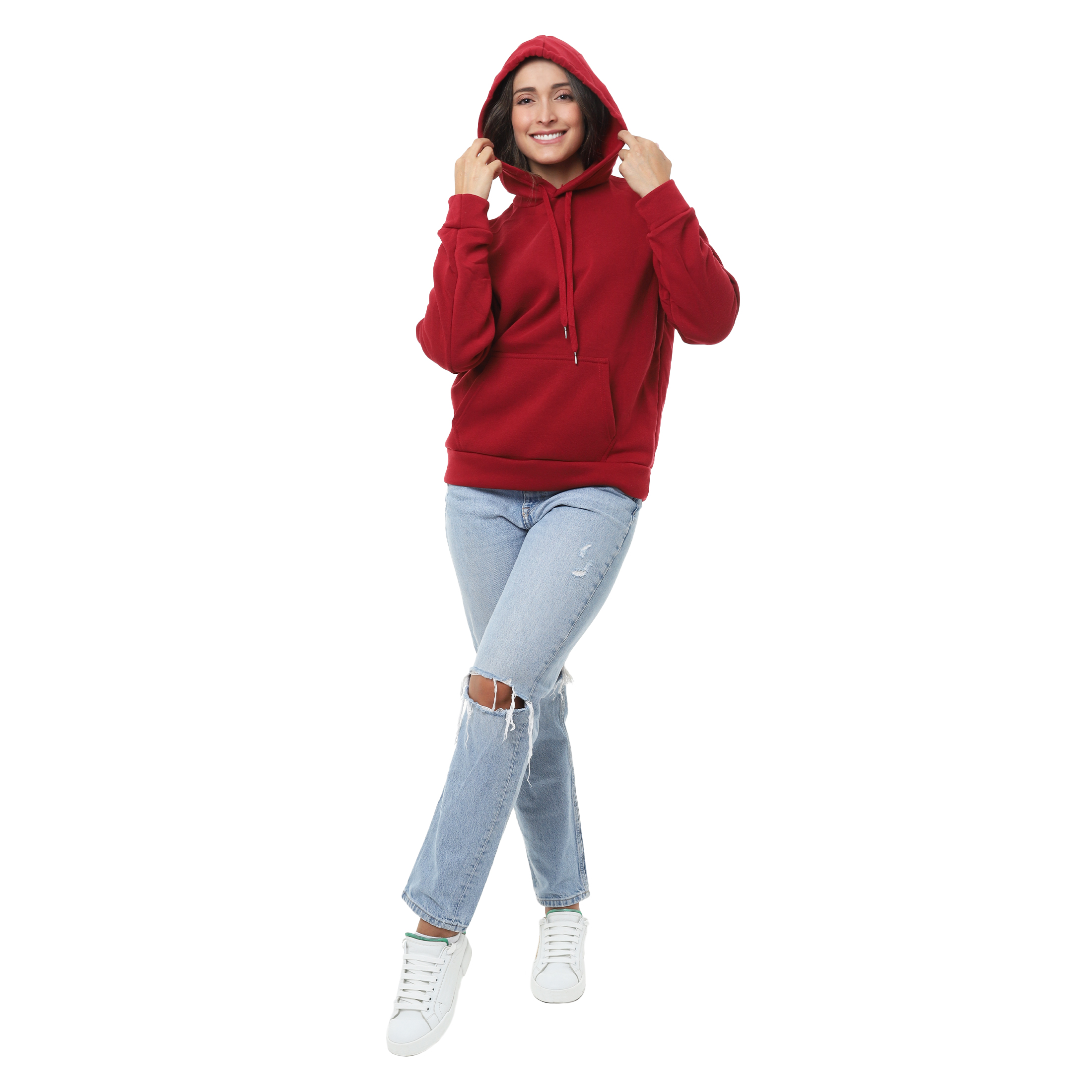 Foto 4 | Sudadera Mujer Hoodie Roja Capucha Afelpada, Moda Casual Y Cómoda – Ideal Para Clima Frío