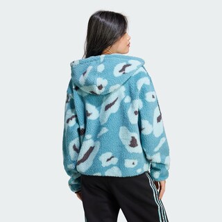 Foto 4 | Sudadera Con Gorro Essentials 3 Franjas Animal Print High Pile Cierre Completo Adidas Multicolor Mujer