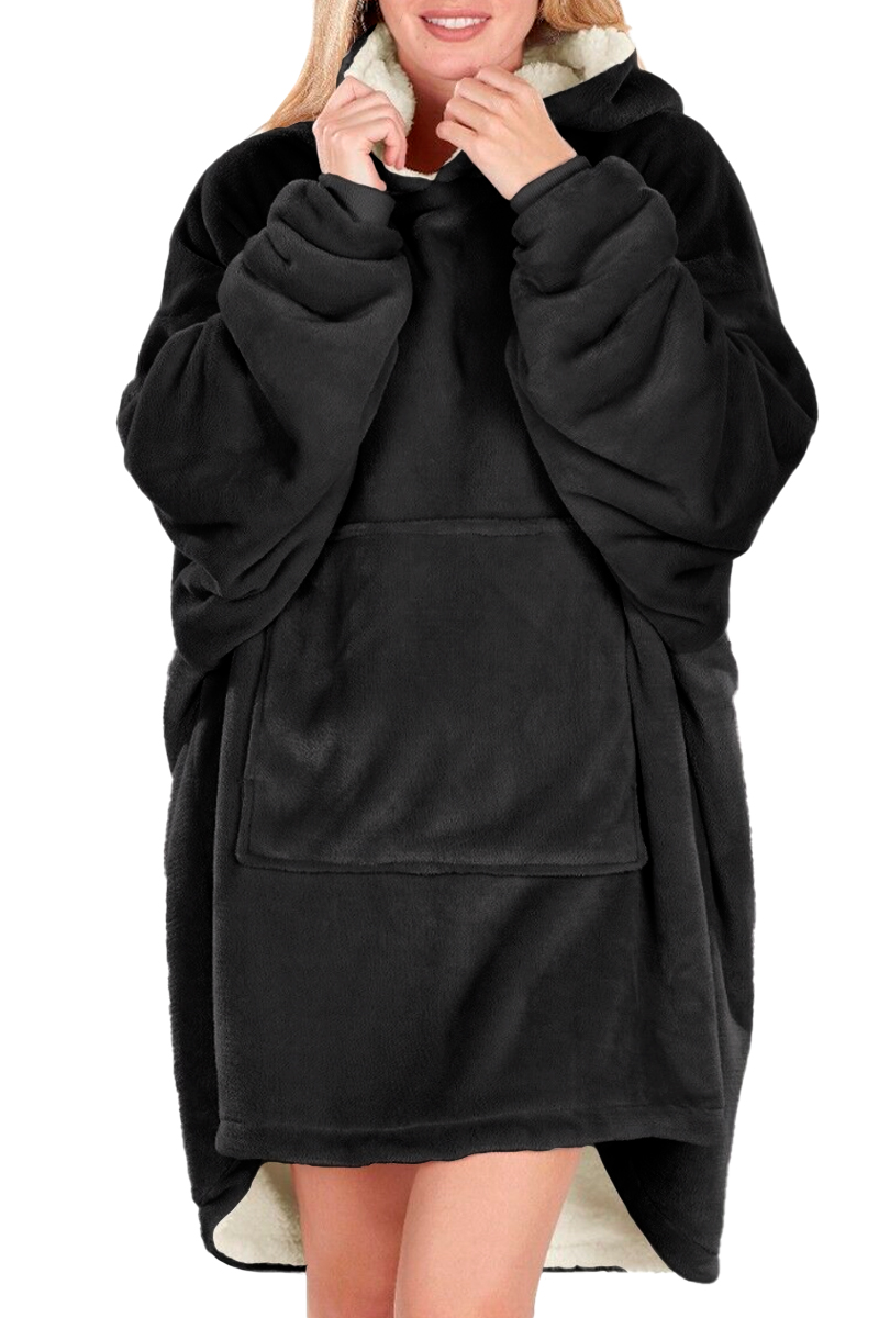 Sudadera Tipo Cobija Shendy Vendy Negra con Capucha Afelpada