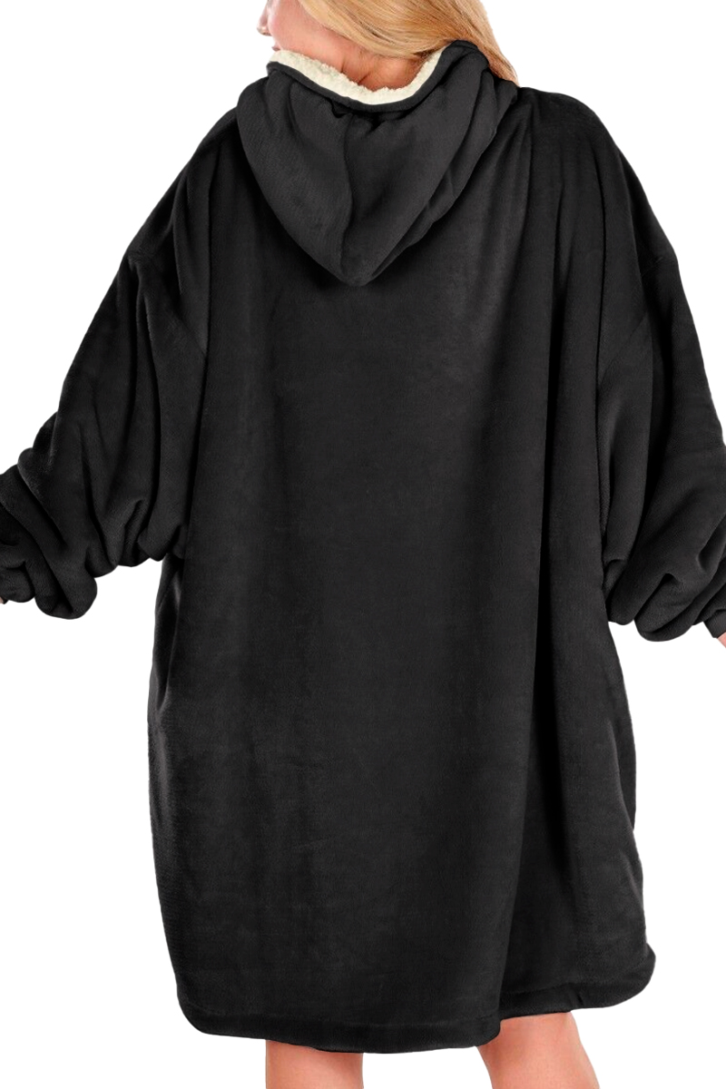 Foto 3 pulgar | Sudadera Tipo Cobija Shendy Vendy Negra con Capucha Afelpada