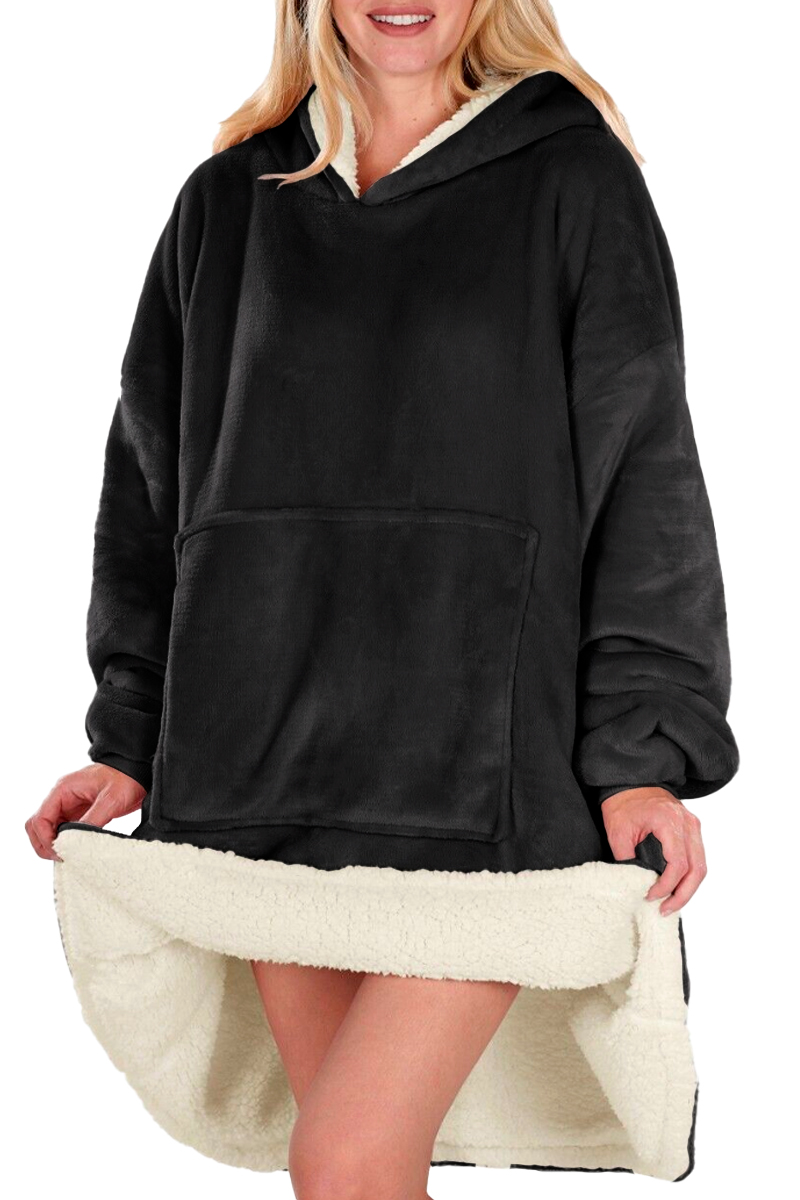 Foto 4 pulgar | Sudadera Tipo Cobija Shendy Vendy Negra con Capucha Afelpada