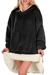 Foto 3 | Sudadera Tipo Cobija Shendy Vendy Negra con Capucha Afelpada