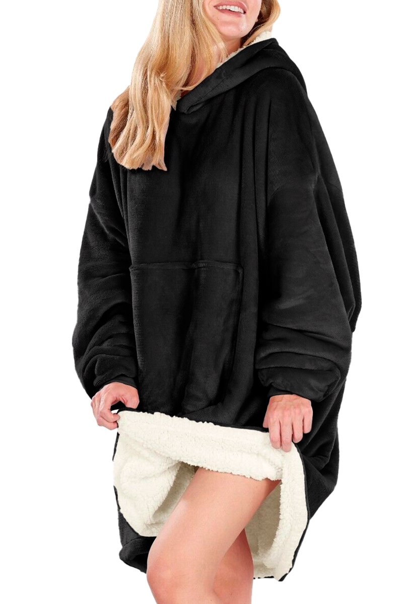 Foto 5 pulgar | Sudadera Tipo Cobija Shendy Vendy Negra con Capucha Afelpada