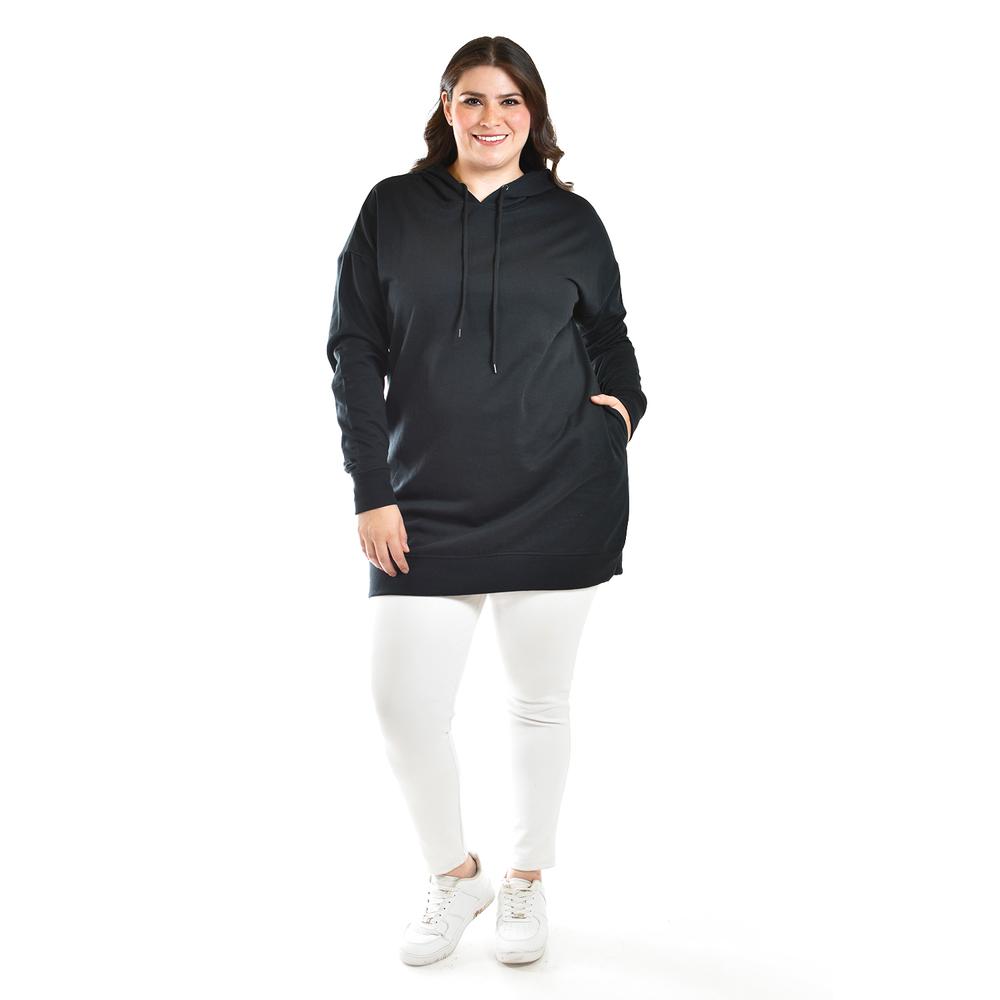 Foto 2 pulgar | Sudadera Larga Con Capucha Roman Fashion /tallas Extras, 2800 (negro) Negro