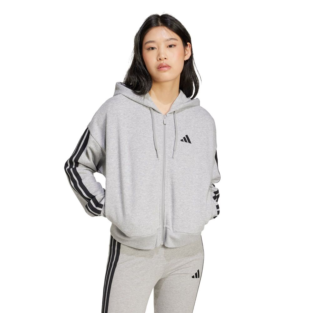 Foto 2 | Sudadera Adidas W 3s Ft Fz Hd Gris para Mujer