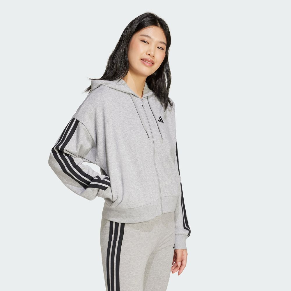 Foto 6 pulgar | Sudadera Adidas W 3s Ft Fz Hd Gris para Mujer