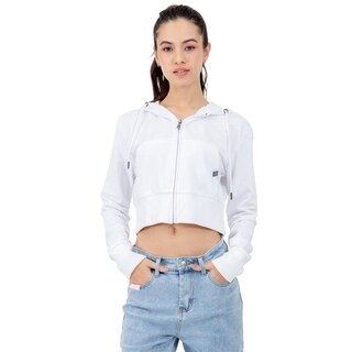Foto 1 | Sudadera Para Mujer Crop Con Capucha Y Cierre Quarry Color Blanco