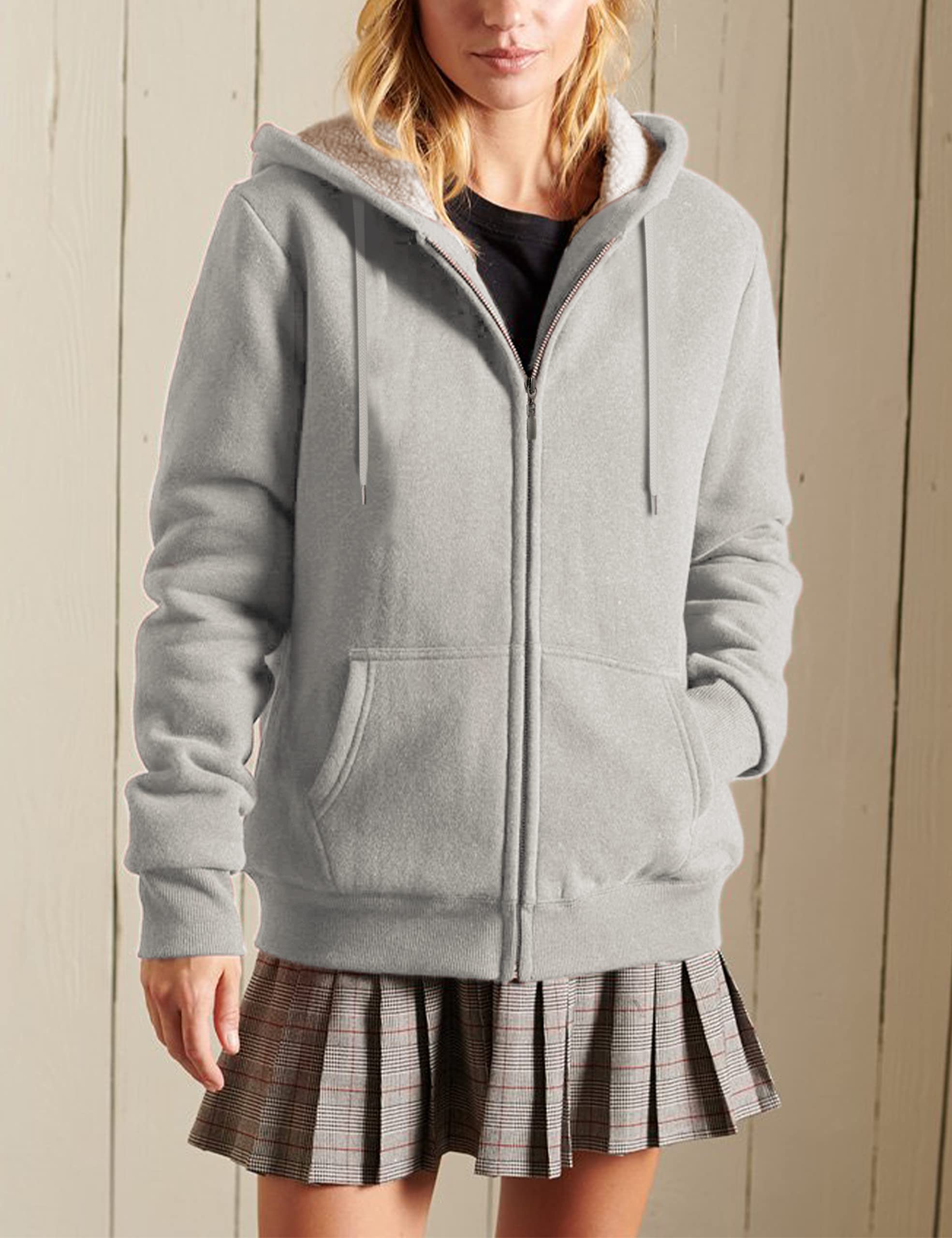 Foto 3 pulgar | Sudadera con Capucha y Chaqueta Yeokou para Mujer con Forro Sherpa - Venta Internacional