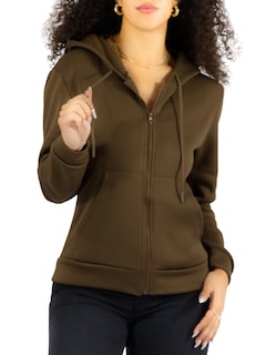 Foto 1 | Sudadera Termica De Mujer Sud-1015-2 Cafe Con Capucha Y Cierre