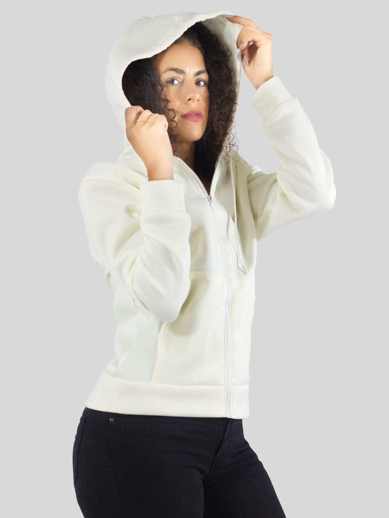 Foto 5 pulgar | Sudadera Termica De Mujer Sud-1015-2 Blanco Hueso Con Capucha Y Cierre