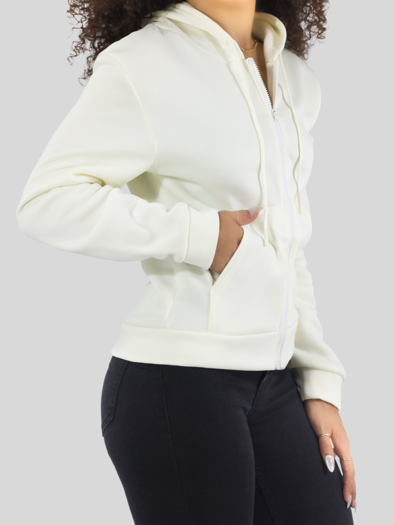 Foto 8 pulgar | Sudadera Termica De Mujer Sud-1015-2 Blanco Hueso Con Capucha Y Cierre