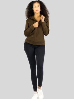 Foto 2 | Sudadera Termica De Mujer Sud-1015-2 Cafe Con Capucha Y Cierre