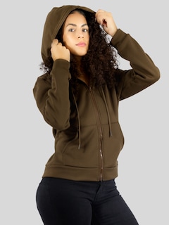 Foto 4 | Sudadera Termica De Mujer Sud-1015-2 Cafe Con Capucha Y Cierre