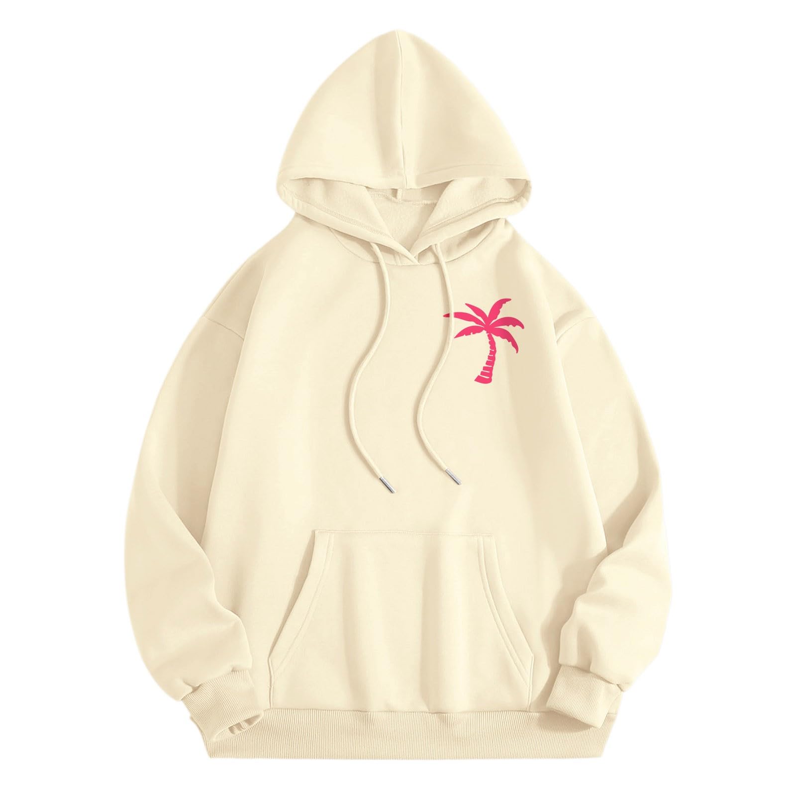 Foto 4 | Sudadera Con Capucha Y Estampado De Pompones Para Mujer, Color Beige, Talla S - Venta Internacional.