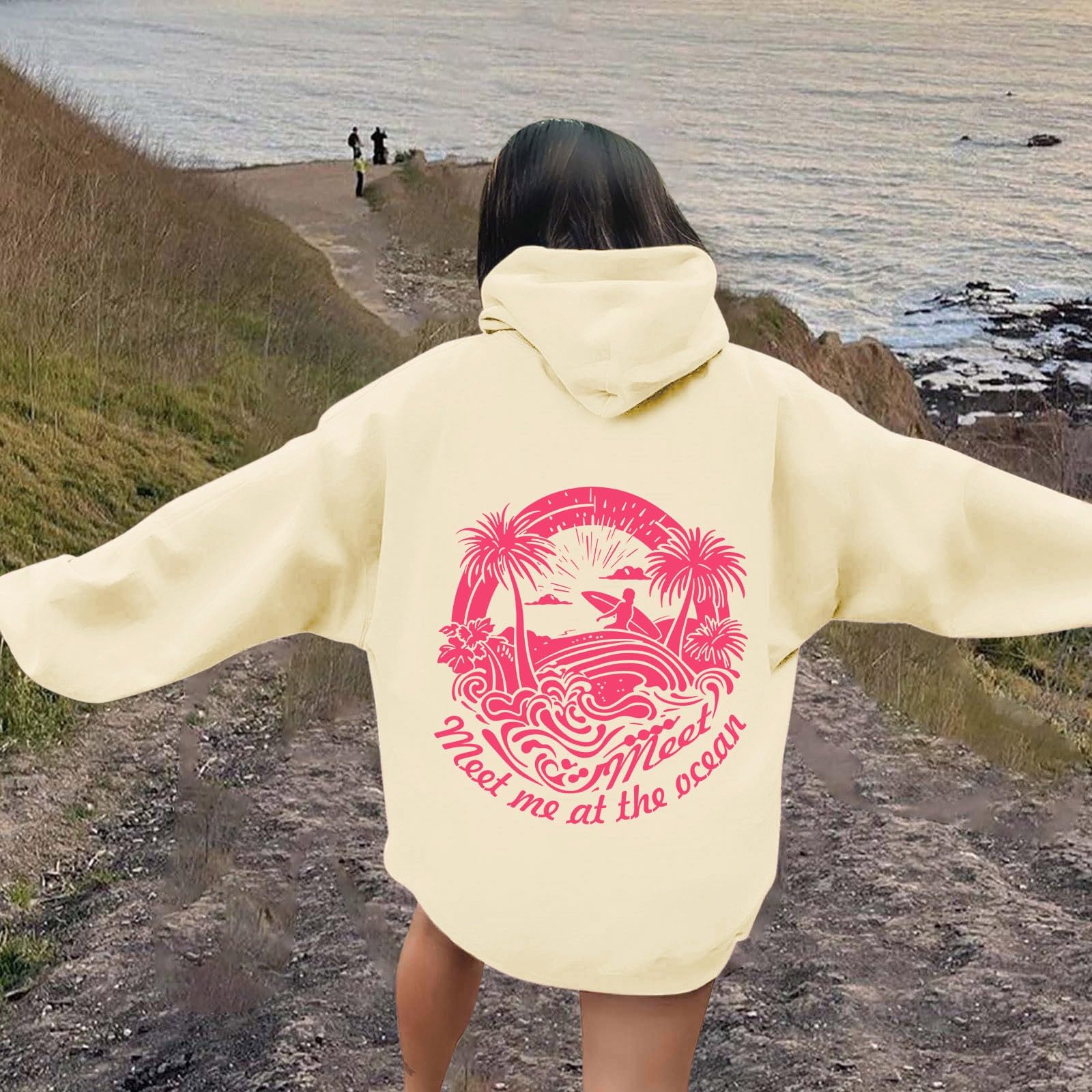 Foto 6 pulgar | Sudadera Con Capucha Y Estampado De Pompones Para Mujer, Color Beige, Talla S - Venta Internacional.