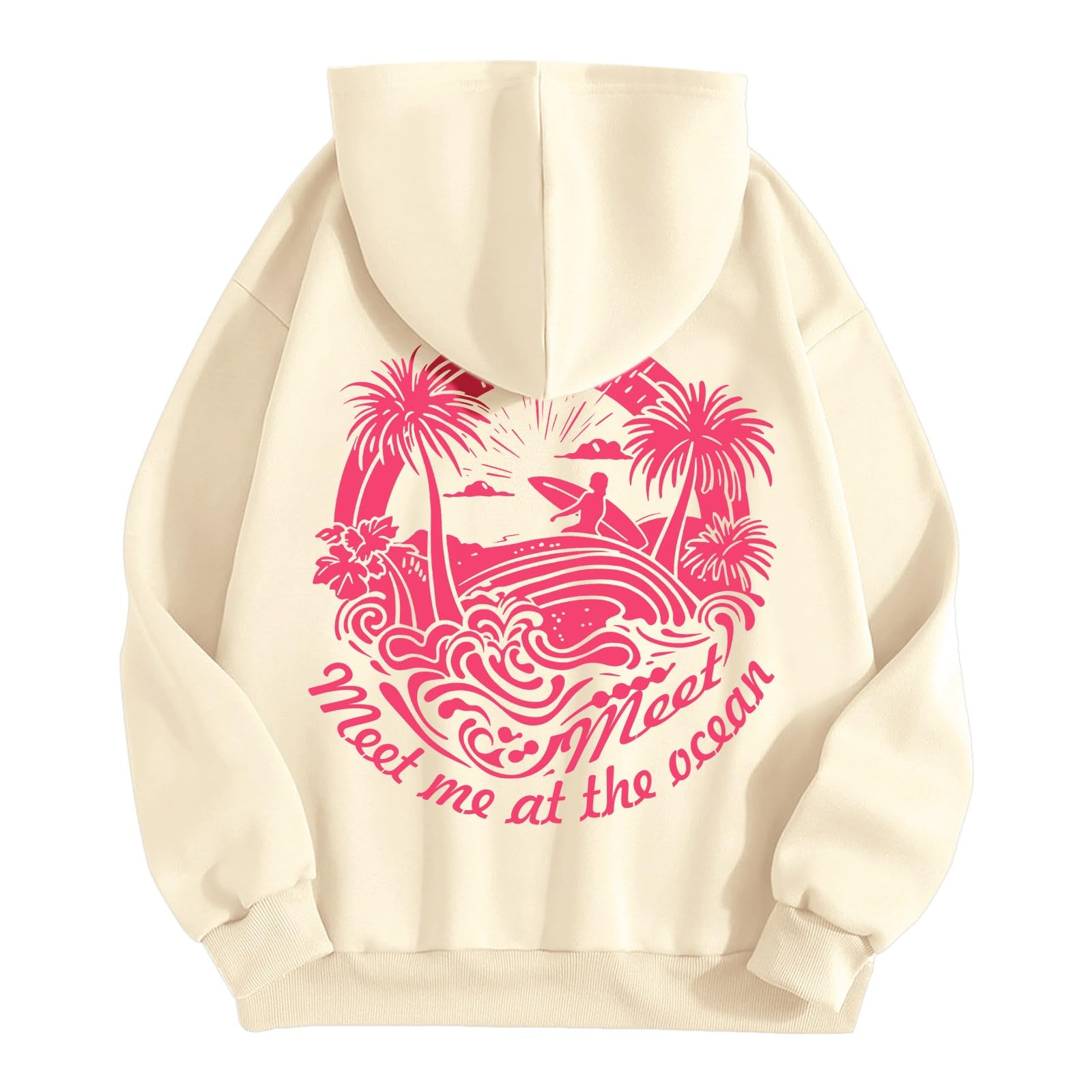 Foto 7 | Sudadera Con Capucha Y Estampado De Pompones Para Mujer, Color Beige, Talla S - Venta Internacional.