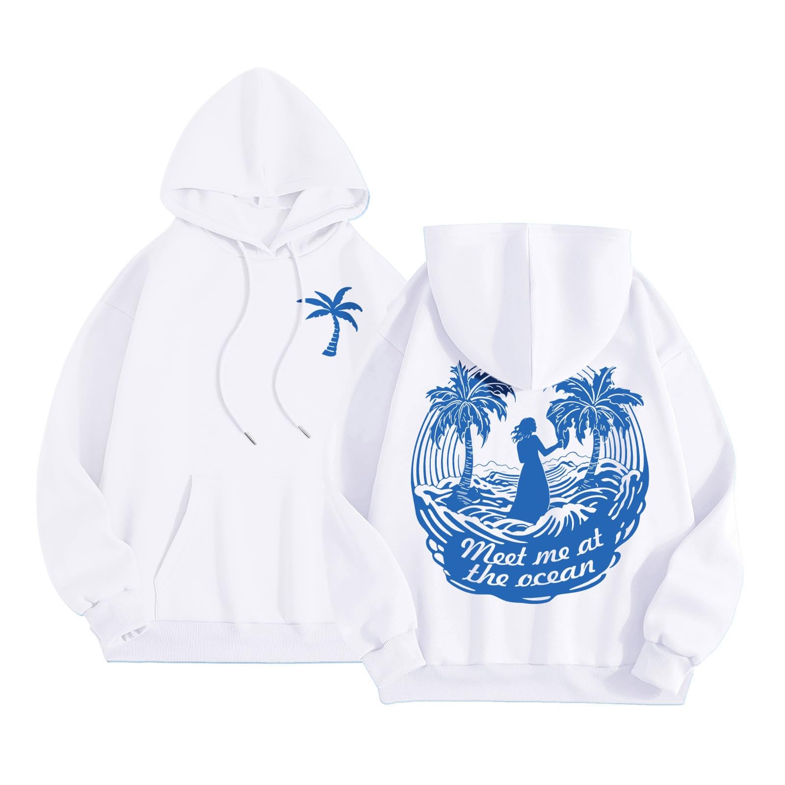 Foto 2 pulgar | Sudadera Con Capucha Y Capucha Puff Para Mujer Preppy White Xl - Venta Internacional.