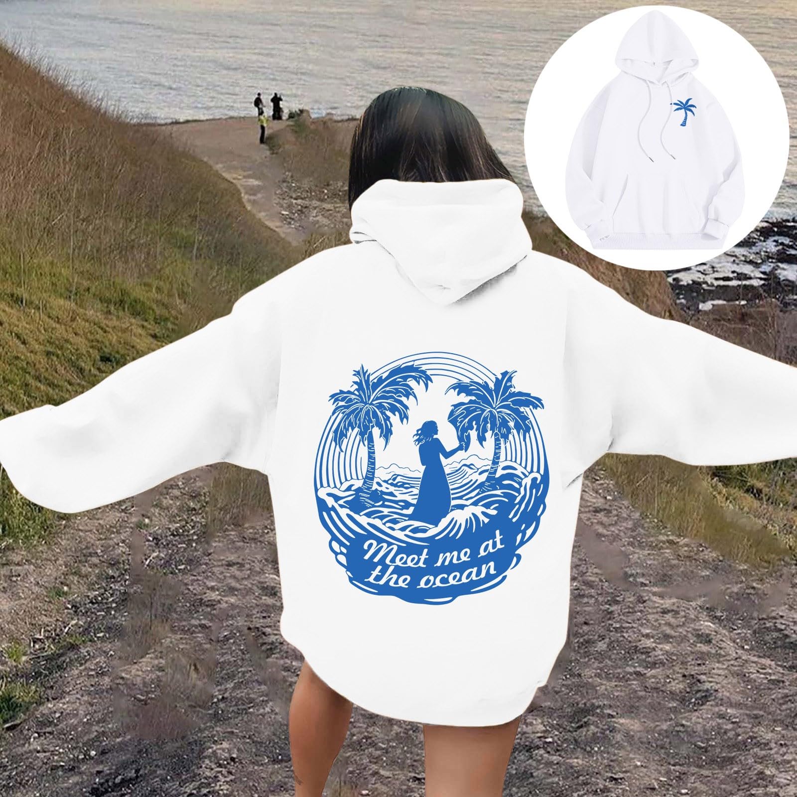 Foto 4 pulgar | Sudadera Con Capucha Y Capucha Puff Para Mujer Preppy White Xl - Venta Internacional.