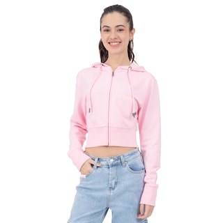 Foto 1 | Sudadera Para Mujer Crop Con Capucha Y Cierre Quarry