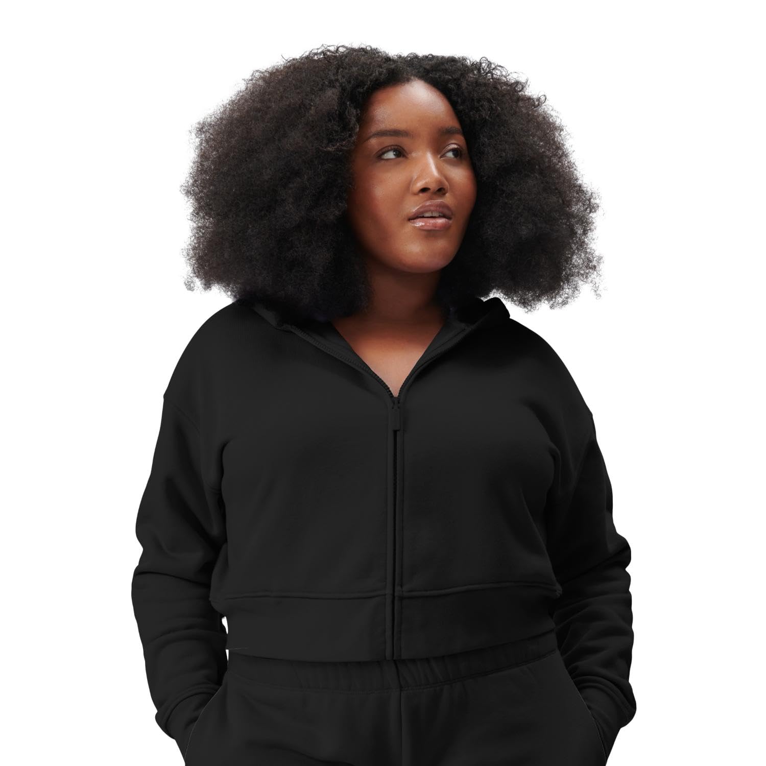 Foto 2 pulgar | Sudadera Con Capucha Florence By Mills Cozy Crush, Corta Con Cremallera, Negra, Xs - Venta Internacional.