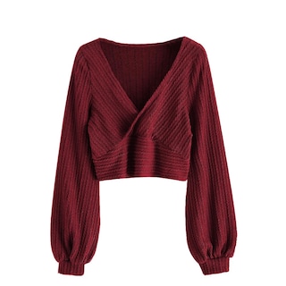 Foto 1 | Jersey Corto Zaful Para Mujer Con Mangas Acanaladas Con Forma De Farol - Venta Internacional.