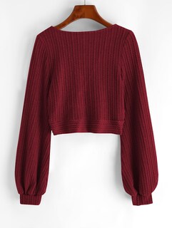Foto 6 | Jersey Corto Zaful Para Mujer Con Mangas Acanaladas Con Forma De Farol - Venta Internacional.