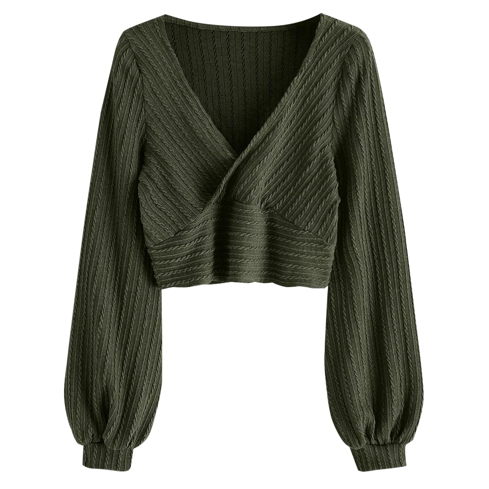 Jersey Corto Zaful Para Mujer Con Mangas Acanaladas Con Forma De Farol - Venta Internacional.