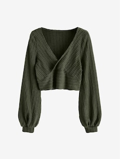 Foto 2 | Jersey Corto Zaful Para Mujer Con Mangas Acanaladas Con Forma De Farol - Venta Internacional.