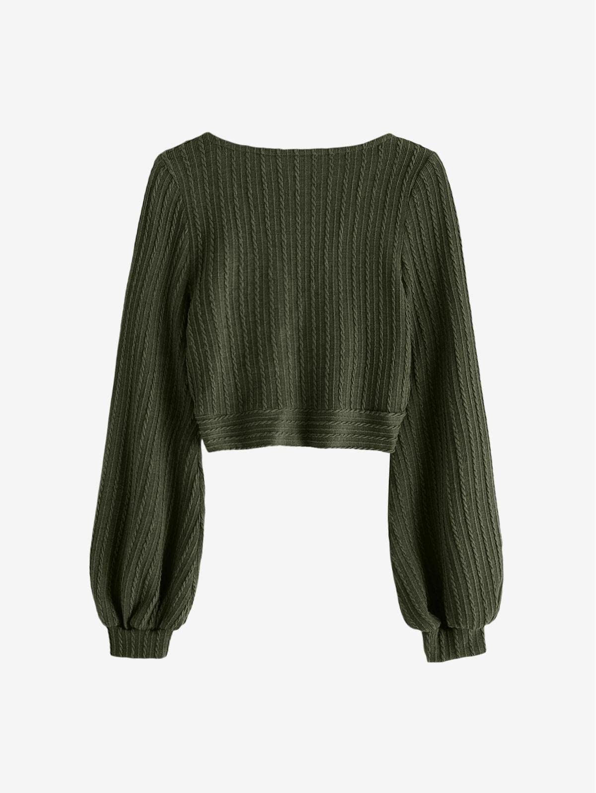 Foto 4 pulgar | Jersey Corto Zaful Para Mujer Con Mangas Acanaladas Con Forma De Farol - Venta Internacional.