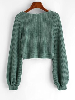 Foto 3 | Jersey Corto Zaful Para Mujer Con Mangas Acanaladas Con Forma De Farol - Venta Internacional.